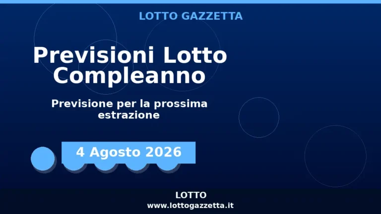 Previsioni Lotto Compleanno per l’estrazione del 4 Agosto 2026 4 Previsioni Lotto Compleanno per l’estrazione del 4 Agosto 2026