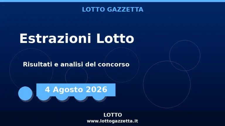 Estrazioni Lotto del 4 Agosto 2026: risultati ruota per ruota 4 Estrazioni Lotto del 4 Agosto 2026: risultati ruota per ruota
