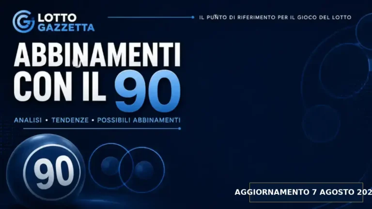 Abbinamenti con il 90 per l’estrazione del 7 Agosto 2026 6 Abbinamenti con il 90 per l’estrazione del 7 Agosto 2026