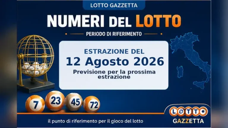 Numeri Lotto del 12 Agosto 2026 11 Agosto 2026 per la prossima estrazione