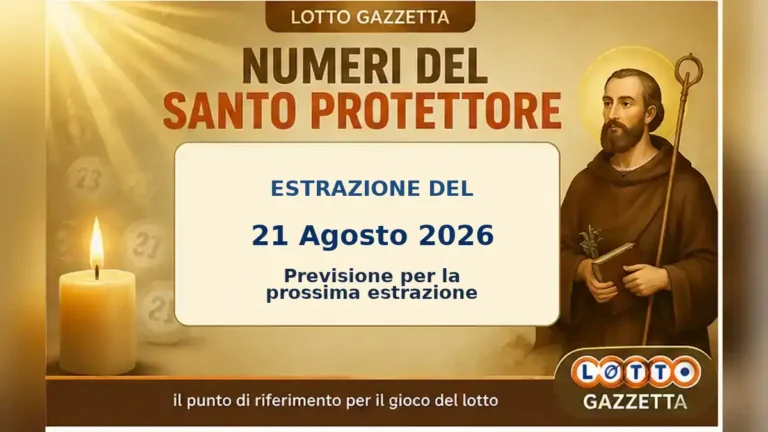 Numeri del Santo Protettore per l’estrazione del 21 Agosto 2026