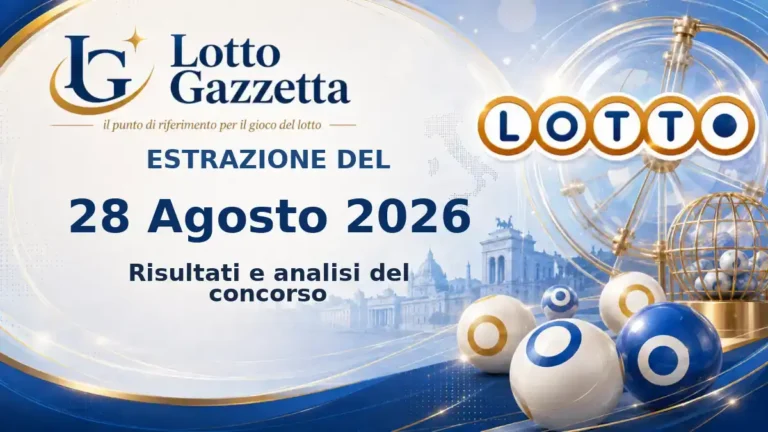 Estrazioni Lotto del 28 Agosto 2026: risultati ruota per ruota