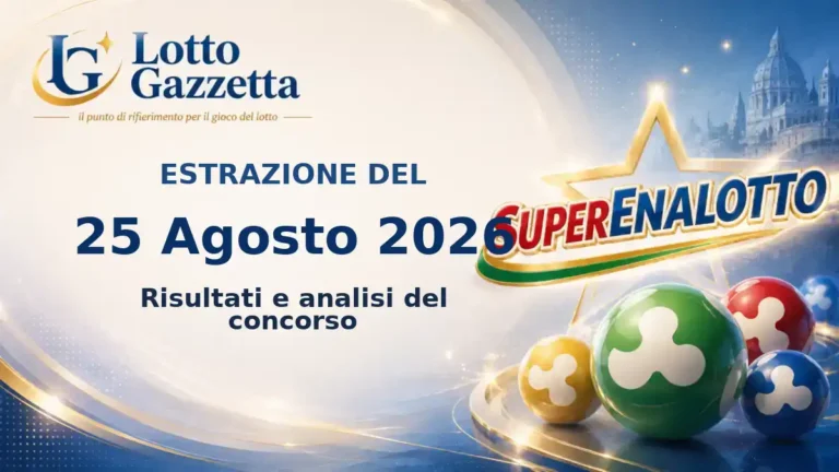 Estrazioni SuperEnalotto del 25 Agosto 2026: sestina, Jolly e SuperStar 9 Estrazioni SuperEnalotto del 25 Agosto 2026: sestina, Jolly e SuperStar