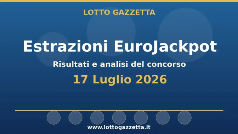 Estrazioni EuroJackpot del 17 Luglio 2026: numeri ed Euronumeri 28 Estrazioni EuroJackpot del 17 Luglio 2026: numeri ed Euronumeri