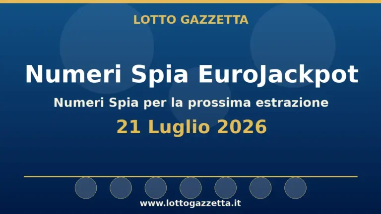 Numeri Spia EuroJackpot: il 20 ricorre in 5 cinquine per il 21 Luglio 2026 2 Numeri Spia EuroJackpot: il 20 ricorre in 5 cinquine per il 21 Luglio 2026