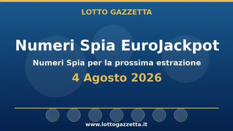 Numeri Spia EuroJackpot: il 10 ricorre in 3 cinquine per il 4 Agosto 2026 3 Numeri Spia EuroJackpot: il 10 ricorre in 3 cinquine per il 4 Agosto 2026