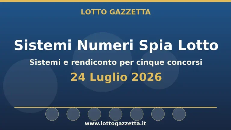 Sistemi Numeri Spia Lotto: il 87 guida le convergenze per il 24 Luglio 2026