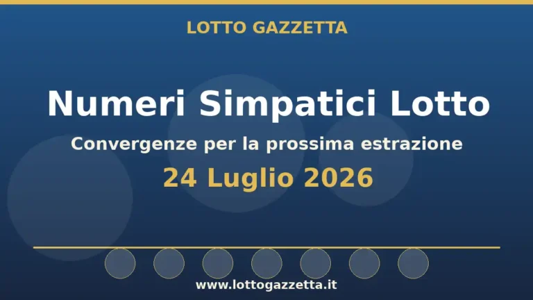 Numeri Simpatici Lotto: il 80 in evidenza per il 24 Luglio 2026