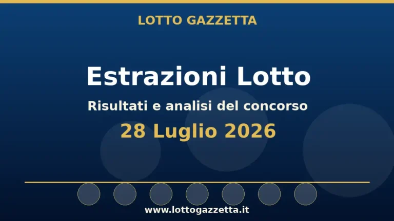 Estrazioni Lotto del 28 Luglio 2026: risultati ruota per ruota