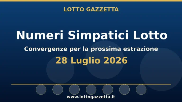 Numeri Simpatici Lotto del 28 Luglio 2026
