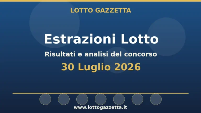 Estrazioni Lotto del 30 Luglio 2026: risultati ruota per ruota
