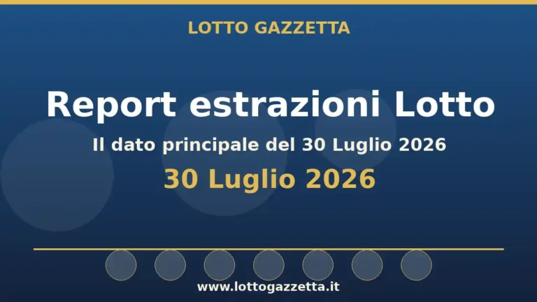 Estrazioni Lotto: Il 87 si ripete 3 volte del 30 Luglio 2026