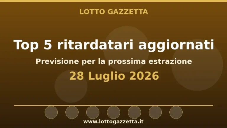 Top 5 ritardatari Lotto dopo l’estrazione del 28 Luglio 2026
