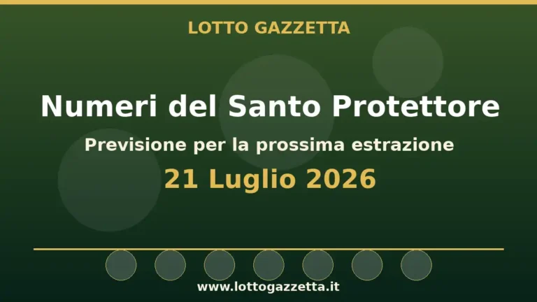 Numeri del Santo Protettore per l’estrazione del 21 Luglio 2026 2 Numeri del Santo Protettore per l’estrazione del 21 Luglio 2026