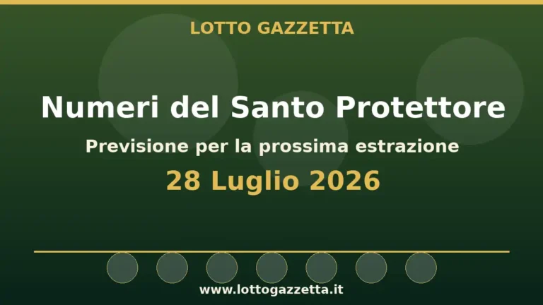 Numeri del Santo Protettore per l’estrazione del 28 Luglio 2026 4 Numeri del Santo Protettore per l’estrazione del 28 Luglio 2026
