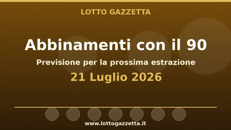 Abbinamenti con il 90 per l’estrazione del 21 Luglio 2026 4 Abbinamenti con il 90 per l’estrazione del 21 Luglio 2026