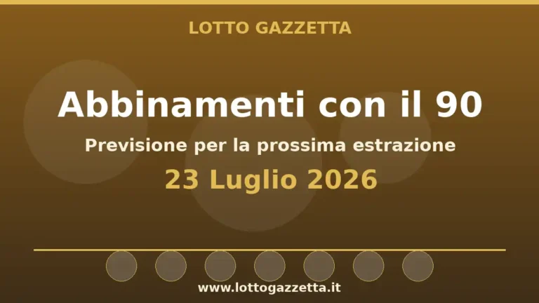 Abbinamenti con il 90 per l’estrazione del 23 Luglio 2026 7 Abbinamenti con il 90 per l’estrazione del 23 Luglio 2026