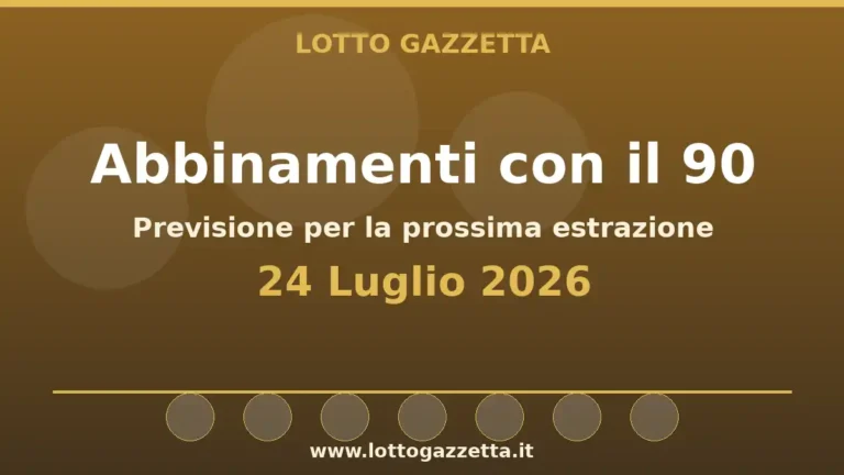 Abbinamenti con il 90 per l’estrazione del 24 Luglio 2026 3 Abbinamenti con il 90 per l’estrazione del 24 Luglio 2026