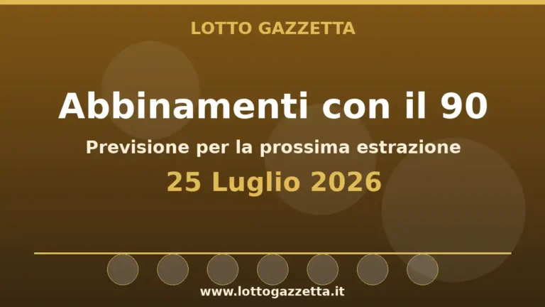 Abbinamenti con il 90 per l’estrazione del 25 Luglio 2026 31 Abbinamenti con il 90 per l’estrazione del 25 Luglio 2026