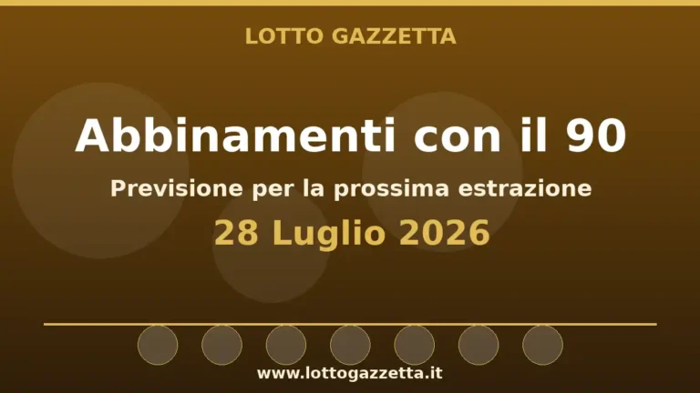 Abbinamenti con il 90 per l’estrazione del 28 Luglio 2026 31 Abbinamenti con il 90 per l’estrazione del 28 Luglio 2026