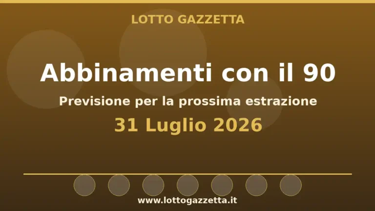 Abbinamenti con il 90 per l’estrazione del 31 Luglio 2026 11 Abbinamenti con il 90 del 31 Luglio 2026