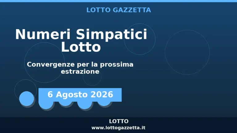 Numeri Simpatici Lotto del 6 Agosto 2026