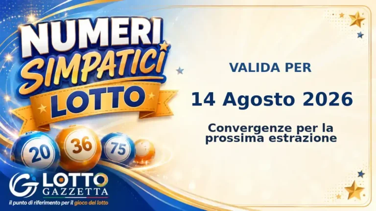 Numeri Simpatici Lotto: il 10 in evidenza per il 14 Agosto 2026 3 Numeri Simpatici Lotto: il 10 in evidenza per il 14 Agosto 2026