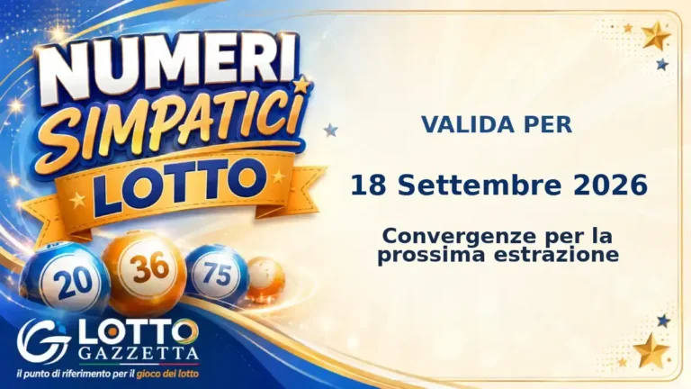 Numeri Simpatici Lotto: il 9 in evidenza per il 18 Settembre 2026