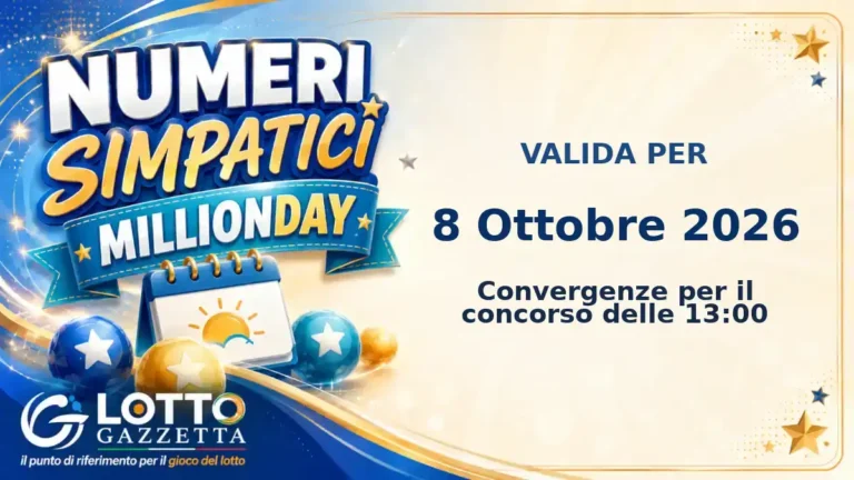 Numeri Simpatici MillionDay: il 53 in evidenza per il 8 Ottobre 2026 alle 13:00