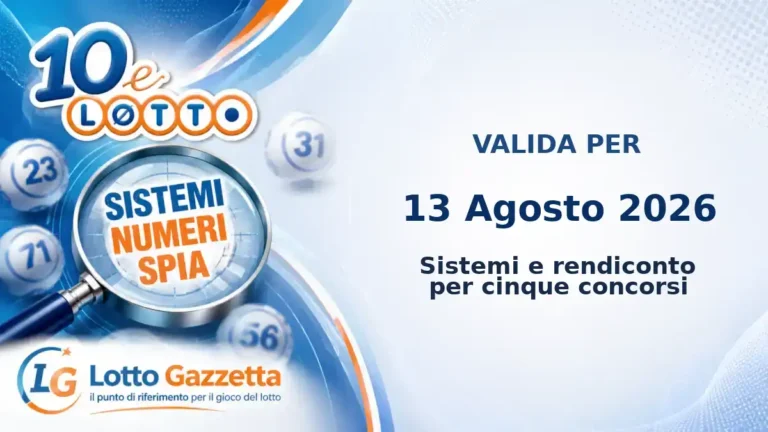 Sistemi Numeri Spia 10eLotto: il 70 guida le convergenze per il 13 Agosto 2026
