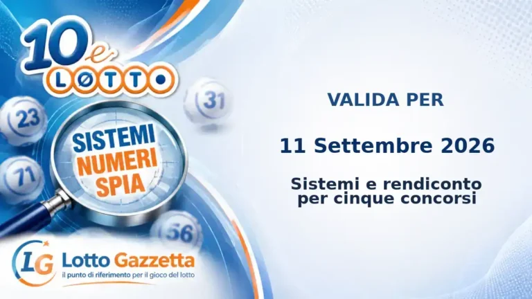 Sistemi Numeri Spia 10eLotto: il 70 guida le convergenze per il 11 Settembre 2026