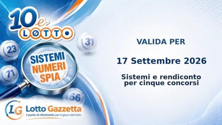 Sistemi Numeri Spia 10eLotto: il 70 guida le convergenze per il 17 Settembre 2026 5 Sistemi Numeri Spia 10eLotto: il 70 guida le convergenze per il 17 Settembre 2026