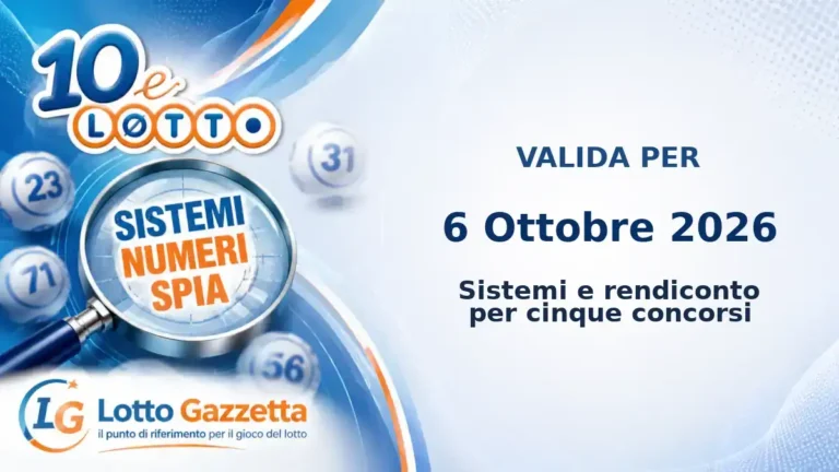 Sistemi Numeri Spia 10eLotto: il 70 guida le convergenze per il 6 Ottobre 2026