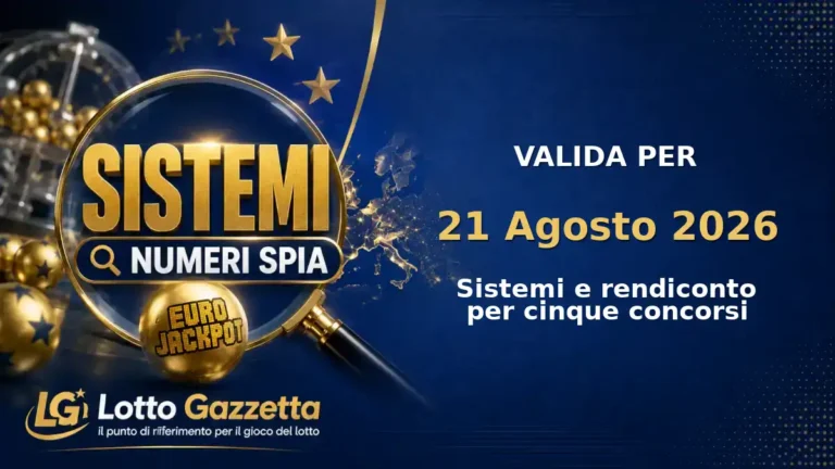 Sistemi Numeri Spia EuroJackpot: il 23 guida le convergenze per il 21 Agosto 2026