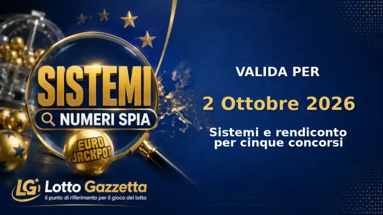 Sistemi Numeri Spia EuroJackpot: il 20 guida le convergenze per il 2 Ottobre 2026