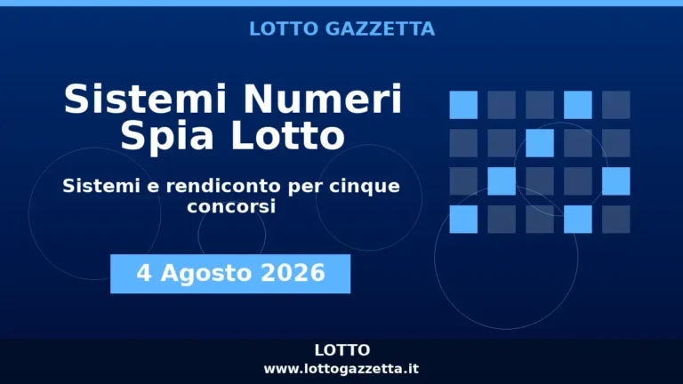 Sistemi Numeri Spia Lotto del 4 Agosto 2026