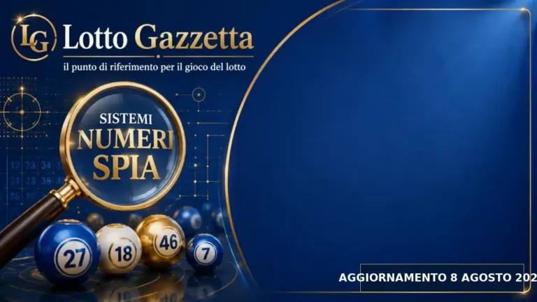 Sistemi Numeri Spia Lotto: il 80 guida le convergenze per il 8 Agosto 2026 12 Sistemi Numeri Spia Lotto del 8 Agosto 2026