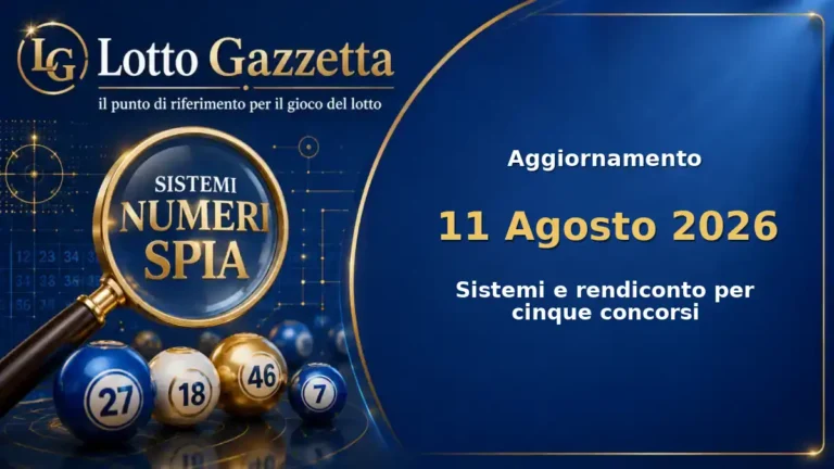 Sistemi Numeri Spia Lotto: il 88 guida le convergenze per il 11 Agosto 2026 10 Sistemi Numeri Spia Lotto del 11 Agosto 2026