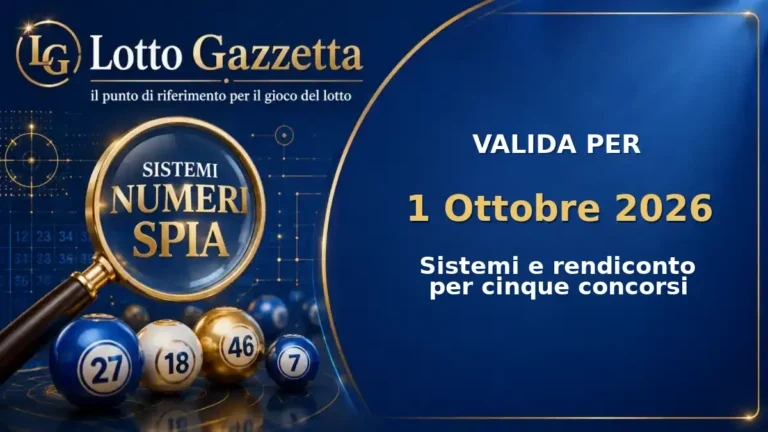 Sistemi Numeri Spia Lotto: il 81 guida le convergenze per il 1 Ottobre 2026