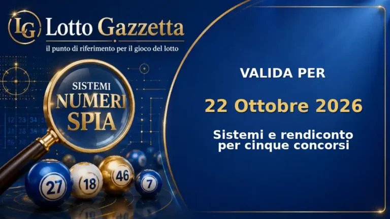 Sistemi Numeri Spia Lotto: il 57 guida le convergenze per il 22 Ottobre 2026