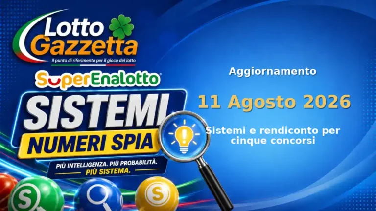 Sistemi Numeri Spia SuperEnalotto: il 65 guida le convergenze per il 11 Agosto 2026