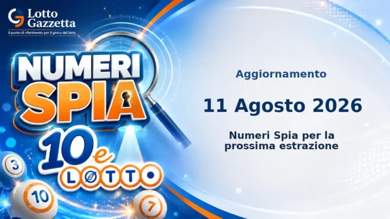 Numeri Spia 10eLotto: il 70 ricorre in 21 cinquine per il 11 Agosto 2026