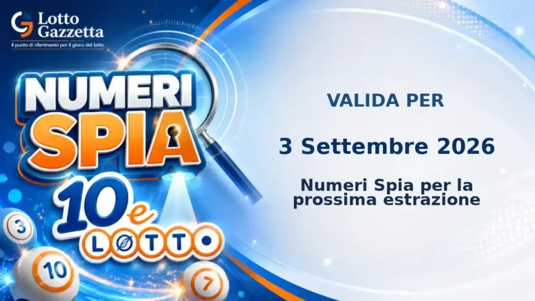 Numeri Spia 10eLotto: il 70 ricorre in 23 cinquine per il 3 Settembre 2026 4 Numeri Spia 10eLotto: il 70 ricorre in 23 cinquine per il 3 Settembre 2026