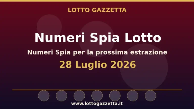 Numeri Spia Lotto per l’estrazione del 28 Luglio 2026 30 Numeri Spia Lotto per l’estrazione del 28 Luglio 2026