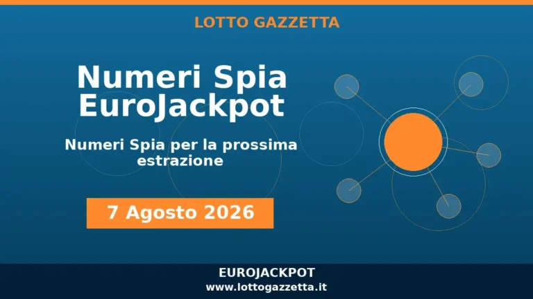 Numeri Spia EuroJackpot: il 7 ricorre in 4 cinquine per il 7 Agosto 2026 6 Numeri Spia EuroJackpot: il 7 ricorre in 4 cinquine per il 7 Agosto 2026