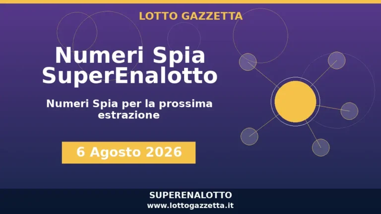 Numeri Spia SuperEnalotto: il 6 ricorre in 3 cinquine per il 6 Agosto 2026