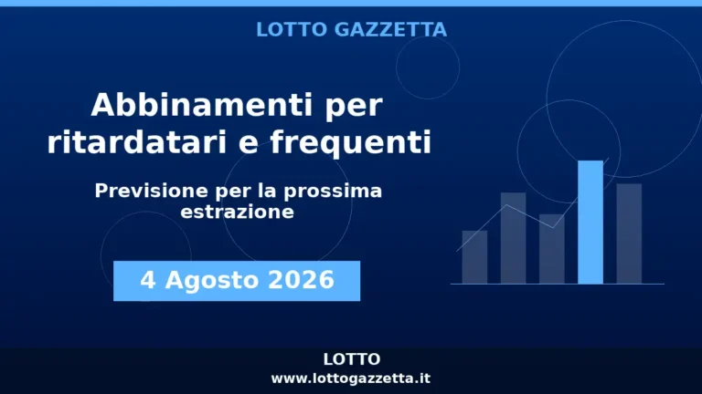 Abbinamenti di ritardatari e frequenti dopo l’estrazione del 4 Agosto 2026