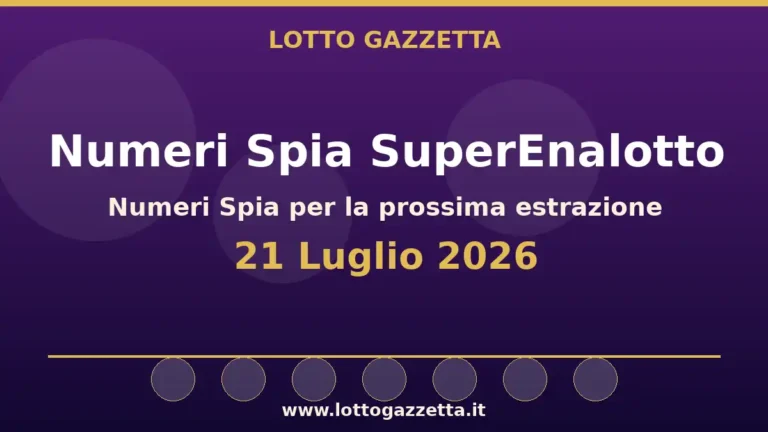 Numeri Spia SuperEnalotto: il 16 ricorre in 2 cinquine per il 21 Luglio 2026 2 Numeri Spia SuperEnalotto: il 16 ricorre in 2 cinquine per il 21 Luglio 2026