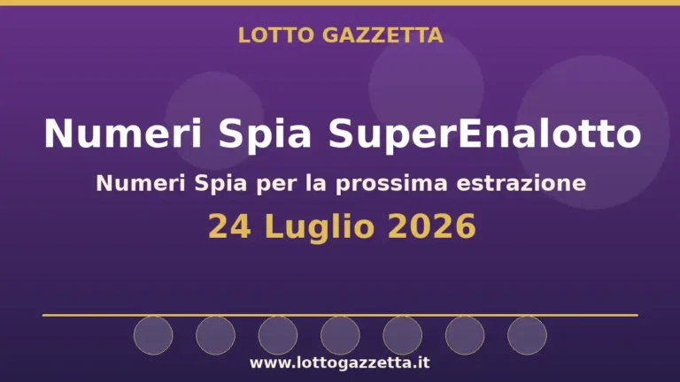 Numeri Spia SuperEnalotto: il 54 ricorre in 3 cinquine per il 24 Luglio 2026 3 Numeri Spia SuperEnalotto: il 54 ricorre in 3 cinquine per il 24 Luglio 2026