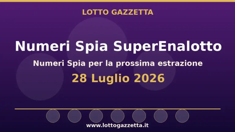Numeri Spia SuperEnalotto: il 21 ricorre in 2 cinquine per il 28 Luglio 2026 5 Numeri Spia SuperEnalotto: il 21 ricorre in 2 cinquine per il 28 Luglio 2026